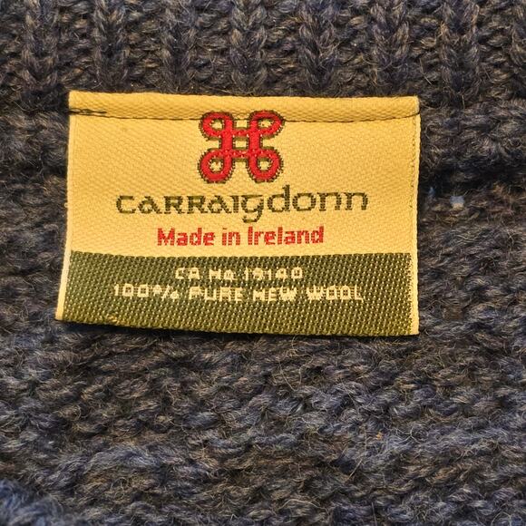 VTG Carraigdonn Sweater Womens L Blue Fisherman 100% Pure Wool Made in Ireland - Picture 3 of 7